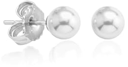 Majorica Lyra | Ohrringe aus Echten Perlen aus Sterlingsilber für Damen aus der Eternal Schmuckkollektion | Kleine Ohrstecker mit Runden Weißen Perlen von 7 mm