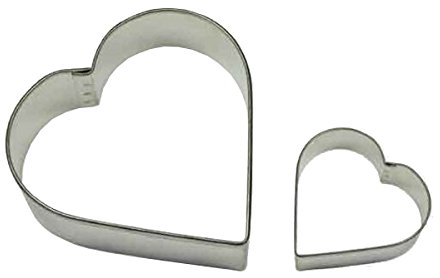 PME Lot de 2 Emporte pièces Cœur pour Biscuits et Gâteaux, Acier Inoxydable, Argent, , 7 x 2 x 7 cm SC606