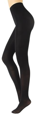 CALZITALY Cotton Thick Tights for Winter Daily Use | S/M, L/XL, XXL | Black, Wine | 100 DEN | Made in Italy (UK, Alpha, S, M, Regular, Regular, Black)