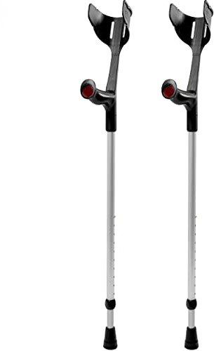 2 Stck. Rebotec Magic-Soft Unterarmgehstütze mit Softgriff u. Magic Twin Abstellsystem Farbe tiefschwarz