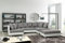 Kuechen-preisbombe Wohnlandschaft Sofa Couch Ecksofa Eckcouch + Hocker weiß/hellgrau Minsk XXL