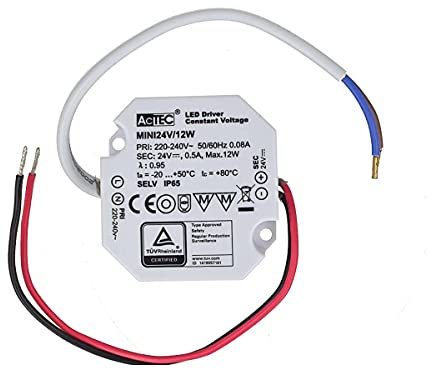 Mini Alimentatore 24V, Trasformatore Piccolo Impermeabile IP67, 12W 0.5A, Per Striscia Led, Slim Solo 49X47X24mm