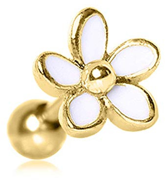 eeddoo Tragus-Piercing Blume Kristall Gold Edelstahl