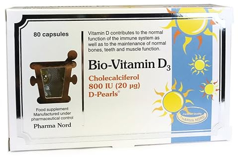 Pharma Nord D-Pearls Vitamin D3 800 IU | High Absorption | 90 Caps | Immune Support | Supports normal immune function, bones, teeth and muscle function with Vitamin D3