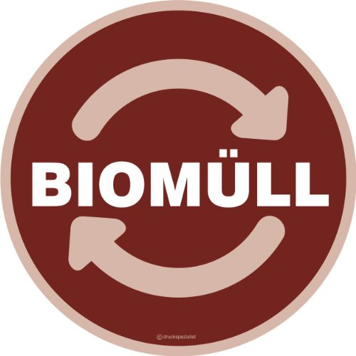 KDS Aufkleber BIOMÜLL Mülltonne Abfall Recycling Wertstoffkennzeichnung 20 cm rund