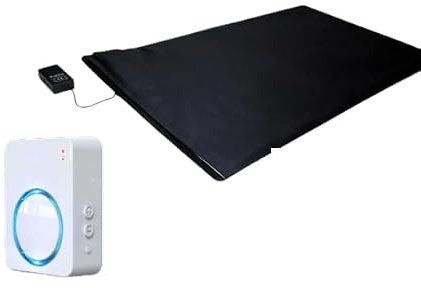 Pratoline Funk-Alarmtrittmatte XL - Pflegehilfe - mit mobilen Multifunktions - Empfänger 140cm x 40cm - Demenz Sturzprävention - Wegläuferschutz