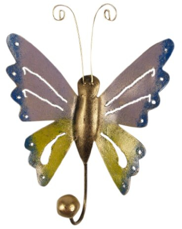 GURU SHOP Kleiner Garderobenhaken, Metall Kleiderhaken - Schmetterling, 17x12x4 cm