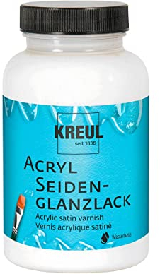 KREUL 79414 - Barniz acrílico brillante a base de agua, 275 ml vidrio, transparente semibrillante, barniz protector y de acabado para pintura bien seca, resistencia limitada a la intemperie