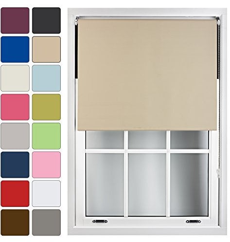 FURNISHED Roller Blinds Window Blackout Blind - 100% Black Out Thermal Fabric Easy Fit Fittings - Custom Made to Measure Blackout Blind Bedroom Bathroom Kitchen, Cappuccino, Up to 150W x 165H cm