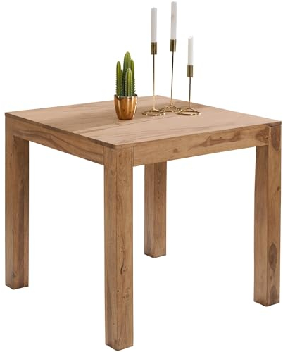 FineBuy Esstisch Massivholz Akazie 80 x 80 x 76 cm Esszimmer-Tisch Design Küchentisch modern Landhaus-Stil Holztisch quadratisch dunkel-braun Natur-Produkt Massivholzmöbel Echt-Holz