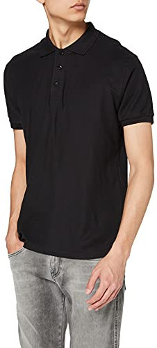 Fruit of the Loom Men's Premium Long Plain Polo Long Sleeve Polo Shirt, Black, X-Large