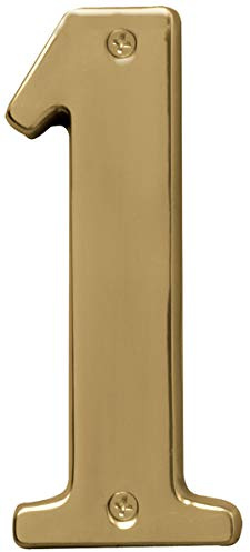 Hy-Ko Products BR-51PB/1 Prestige House Number 1 (ONE) 5 High, Polished Brass Finish, 1 Piece