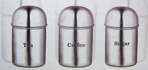 Prima - Stainless Steel Mirror Finish Coffee Tea & Sugar Canisters Set Of 3