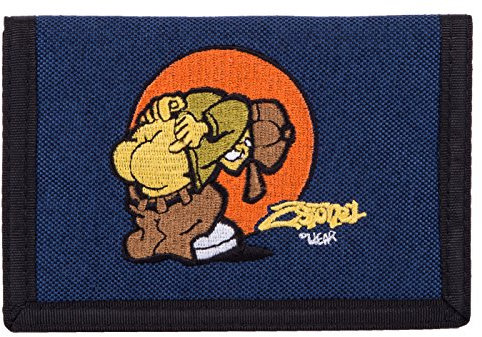 2Stoned Geldbörse Wallet Unisex Navy Blau mit Klettverschluss, Stickmotiv Kiss, aus Polyester