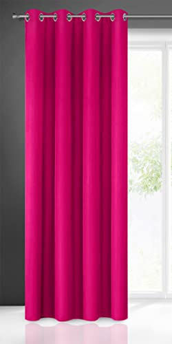 Eurofirany Rita Vorhang Gardine Glatt Schlicht Einfarbig-8 Ösen Modern Schlafzimmer Wohnzimmer Lounge Kinderzimmer 1 Stück Einzeln, Polyester, Amarant, 140 x 250cm
