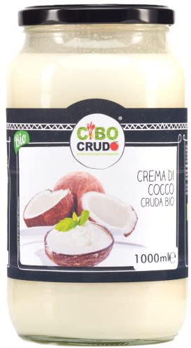 Creme de coco avec lait de coco bio - 1l. Beurre de noix de coco biologique extrait à froid sans sucre. Idéal pour la cuisine végétalienne, les bonbons à la noix de coco et les gâteaux