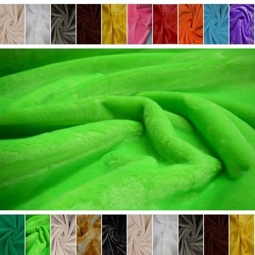 Fabrics-City neongrün stretch Kaninchen Fell plüsch Stoff Hocker Kaninchenfell Kunstpelz Kuschelfell Webpelz Teddyfell Dekoration Polsterung diy Nähprojekte Kuschelaccessoires weich, 3996