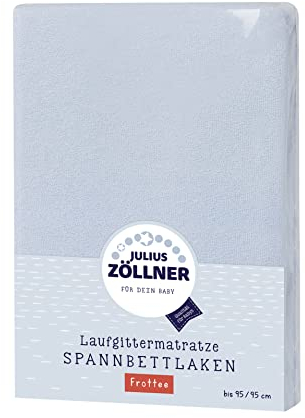 Julius Zöllner 8390349310 Frottee Spanntuch, passend für Laufgittermatratzen 68 x 90 cm bis 100 x 100 cm, Hellblau