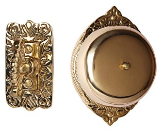 Twist Hand-Turn Solid Brass Wireless Mechanical Doorbell Chime in Polished Lacquered Finish Vintage Decorative Antique Victorian Door Bell with Easy Installation