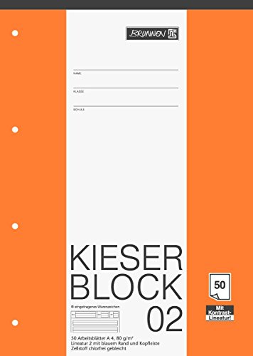 5er Pack Kieserblock 02 BRUNNEN 50 Blatt / Lineatur 02 - DinA4 / 80 g