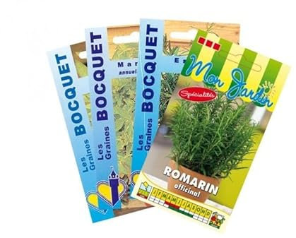 Sachet de graines de Lot de Plantes Aromatiques spéciales Viandes (4 sachets de graines à semer) - 2 g - LES GRAINES BOCQUET