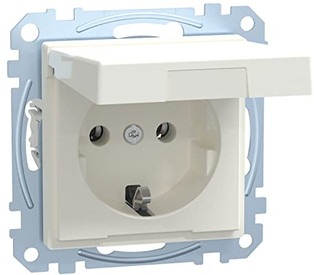 Schneider Electric Merten Schuko-Steckdose mit Klappdeckel, 2-polig+E, Steckklemmen, System M, polarweiss, Artikelnummer MEG2311-0419