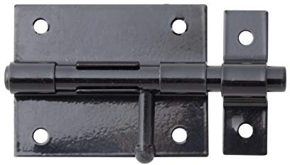 Alberts 863371 Bolzenriegel | mit rundem Griff und befestigter Schlaufe | schwarz kunststoffbeschichtet | Platte 70 x 57 mm | Bolzen-Ø 9,5 mm | Gesamtlänge 100 mm | 10er Set