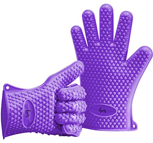 Belmalia 2 guanti da forno in silicone per cucina e griglia, kit, coppia, presine, guanti da forno Lilla Viola