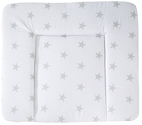roba Wickelauflage Little Stars, 85 x 75 cm - Weiche Wickelunterlage - Baby Wickeltischauflage - PU beschichtet - Sterne Motiv / Weiß