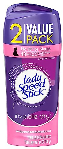 Lady Speed Stick Invisible Dry Antiperspirant/Deordorant, Shower Fresh, 2.3 Ounce (Pack of 2)