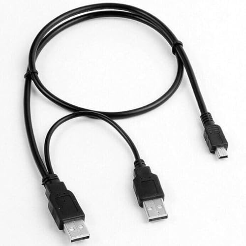 Mini USB 2.0 Dual Power Y Cable Lead for Portable External USB CD DVD Drive Hard Drive Disk HDD - COMPATIBLE With Dell, Hitachi, LG, Asus, Samsung and more
