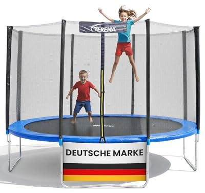 Terena Trampolin Outdoor mit Sicherheitsnetz – Trampolin Kinder – Hochwertiges Gartentrampolin belastbar bis 150 kg – Trampoline UV-beständig & TÜV geprüft – Trampoline Outdoor Ø 305 366 430 cm
