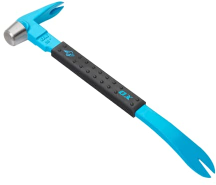OX Tools Claw Bar - Pro Series Claw Bar with Non-slip Grip Handle - Hardened Hammer Head - Multi-Colour - 12-Inch/250 mm