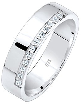 Elli DIAMONDS Ring Damen Bandring Basic mit Diamanten (0.06 ct.) in 925 Sterling Silber