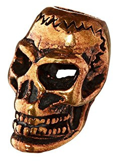 NKlaus bartperle Totenkopf klipp, Bronze Skull Lockenperle 6,2mm, 1 Stück | Höhe 18,5mm; Breite 11,7mm