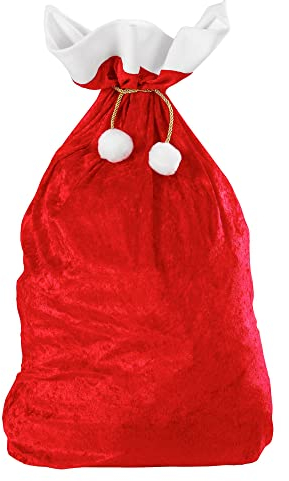 W WIDMANN MILANO Party Fashion 1561X - Weihnachtsmann Sack, aus Samt, 60 x 100 cm, rot-weiß, Nikolaus, Beutel, Accessoire, Zubehör, Motto Party, Karneval, Weihnachten