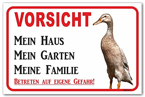 AdriLeo Schild - Vorsicht Indische Laufente - Mein Haus - (15x20cm) / Achtung Ente