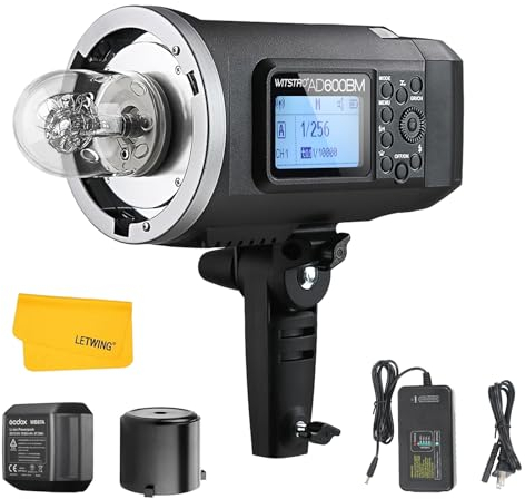 Godox AD600BM Flash de Studio, Bowens Mount Strobe Flash, 2,4G sans Fil Stroboscopique HSS 1/8000s, 8700mAh Lithium Batterie, 500 Flash à Pleine Puissance, Temps de Recyclage 0,01-2,5s