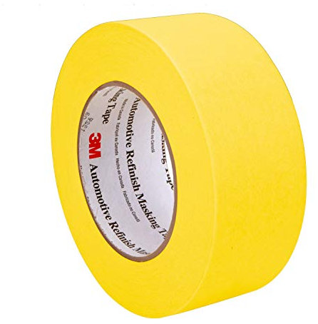 3M Automotive Refinish - Nastro adesivo 388N, 06656, 48 mm x 55 m, giallo, supporto in crêpe, resistente all'umidità, multiuso