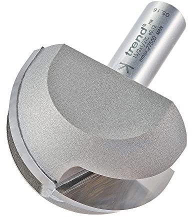 Trend Professional Cove Router Cutter, 25.4mm Radius, 1/2 Inch Shank, 50.8mm Diameter and 31.7mm Cut Length, Without Bearing, Tungsten Carbide Tipped, 15/2X1/2TC