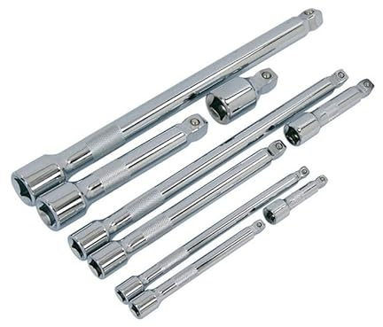 Neilsen CT1232 9pc Mixed Drive Extension Bar Set - Chrome Vanadium | 1/4in 3/8in 1/2in Drive with Wobble End | Sizes 50mm 75mm 100mm 150mm 225mm