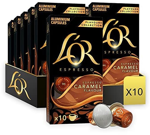 L'OR Espresso Caramel Flavour Coffee Pods X10 (Pack of 10, Total 100 Capsules) (100, Caramel)