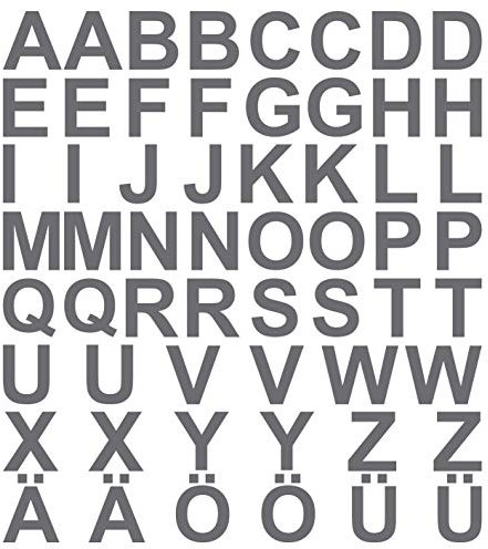 kleb-drauf® | 58 Buchstaben, Höhe je 5 cm | Silber - matt | Wandtattoo Wandaufkleber Wandsticker Aufkleber Sticker | Wohnzimmer Schlafzimmer Kinderzimmer Küche Bad | Deko Wände Glas Fenster Tür Fliese