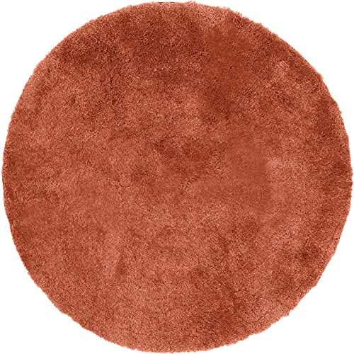 Erwin Müller Badematte, Badteppich Kefalonia rutschhemmend Terra Größe rund: 120 cm Ø - für Fußbodenheizung geeignet, dichter, Flauschiger Floor (weitere Farben, Größen)