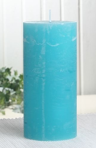 Rustik-Stumpenkerze, 15 x 7 cm Ø, Aqua-türkis