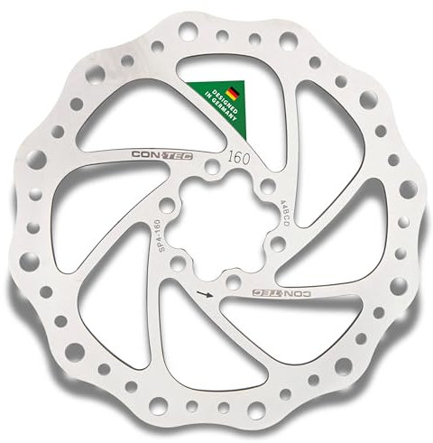 CONTEC Fahrrad-Bremsscheibe CDR-1 IS, 6-Loch, Edelstahl, 160mm, ca. 130g, hitzebeständig, hohe Bremskraft, langlebig, einfache Montage, leicht, silber