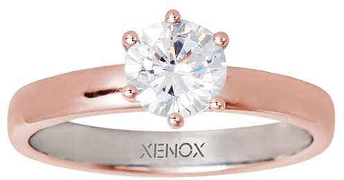 XENOX XS7356R Damen Ring Silver Circle rosé Sterling-Silber 925 Rose weiß Zirkonia 17,2 mm Größe 54
