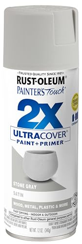 Rust-Oleum 249855 Painter's Touch 2X Ultra Cover Spray Paint, 12 oz, Satin Stone Gray
