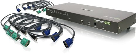 IOGEAR 8-Port USB PS/2 Combo VGA KVMP Switch mit USB KVM Kabeln, GCS1808KITU