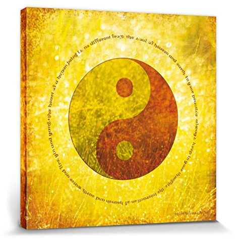 1art1 Inspiration Poster Himmel Und Erde, Wasser Und Feuer, Yin Und Yang Bilder Leinwand-Bild Auf Keilrahmen | XXL-Wandbild Poster Kunstdruck Als Leinwandbild 70x70 cm